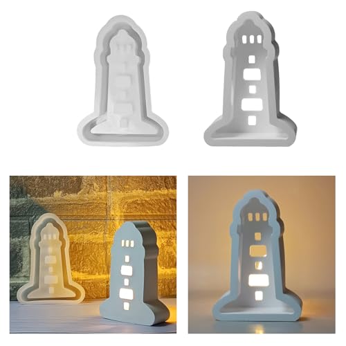 Skeadex Silikonformen Gießformen Maritim, 2 Stück Silikonform Leuchtturm Gips zum Gießen Lichthäuser Silikonform Haus Gießformen Silikon Leuchtturm Gießform Häuser Gießform Leuchtturm (B) von Skeadex