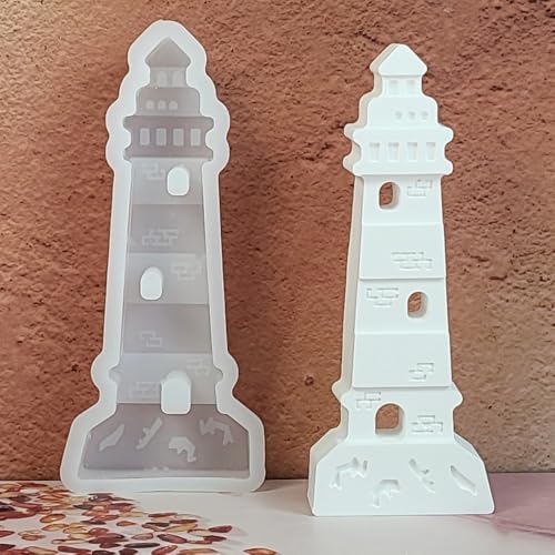 Skeadex Silikonformen Gießformen Sommer, 3D Silikonform Leuchtturm Maritim Silikonform Haus Gießform Leuchtturm Gießformen Silikon Sommer Gips Zum Gießen Leuchtturm für DIY Gips Kerzen (A) von Skeadex