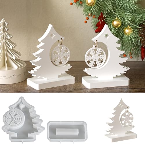 Skeadex Silikonformen Gießformen Weihnachten, 2 Stück Silikonform Weihnachtsbaum Gießform Tannenbaum mit Schneeflocke Gips zum Gießen Gießformen Silikon Weihnachten Silikonformen Weihnachten (A) von Skeadex