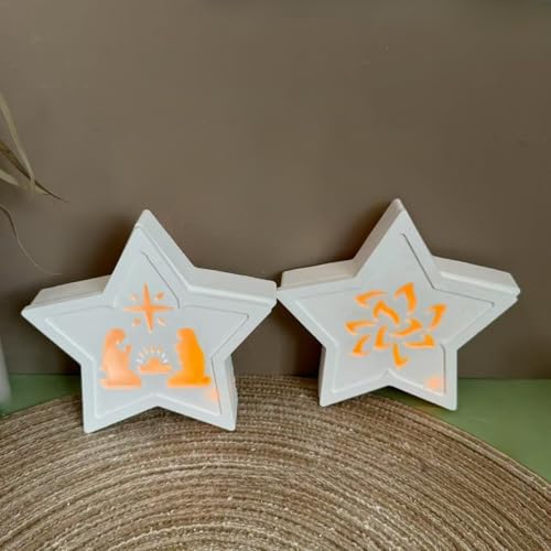 Skeadex Silikonformen Gießformen Weihnachten, 3er Silikonform Stern mit Krippe Gießform Weihnachten Gips zum Gießen Stern Gießformen Silikon Weihnachten Giessformen Silikon Stern (A) von Skeadex