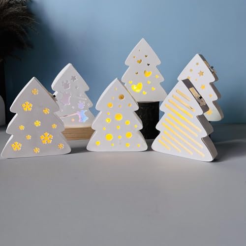 Skeadex Silikonformen Gießformen Weihnachten, 7er Silikonform Baum Gießform Weihnachtsbaum mit Schneeflocken Herz Sterne Gips Zum Gießen Gießformen Silikon Weihnachten Giessformen Baum (A) von Skeadex