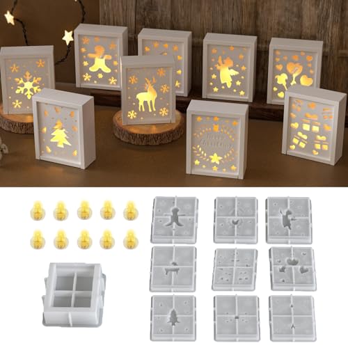 Skeadex Silikonformen Gießformen Weihnachten,10er Silikonform Geschenkbox mit 20 Ballonlichter Gießformen Silikon Weihnachten Gips Zum Gießen Gießform Geschenkbox Giessformen Weihnachten (A) von Skeadex
