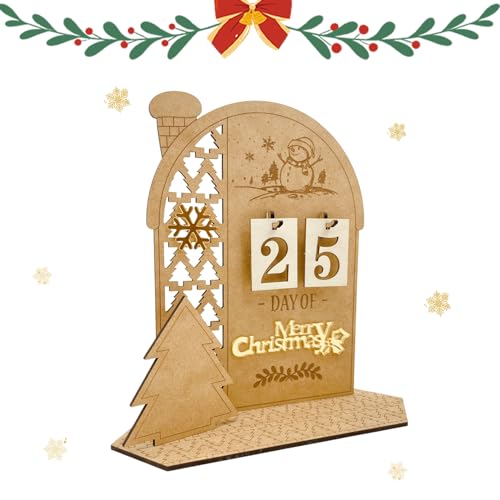 Weihnachtsdeko Holz Countdown Kalender Adventskalender Weihnachten Tisch Dauerkalender Weihnachtskalender Holz Bürokalender Weihnachten Deko Kreativer Desktop Ornament (D) von Skeadex