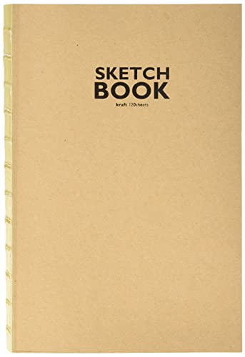 Honsell 32505 - Sketchbook Kraft Skizzenbuch mit offener Fadenbindung, DIN A5, 120 Blatt, 100 g/m², robustes, recyclingfähiges Kraftpapier aus ungebleichten Naturfasern von Sketchbook