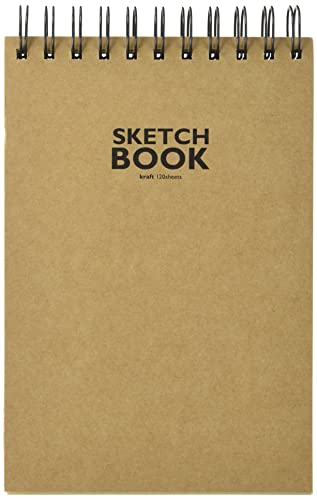 Sketchbook Honsell 33505 - Sketchbook Kraft Skizzenblock mit Spiralbindung, DIN A5, 120 Blatt, 100 g/m², robustes, recyclingfähiges Kraftpapier aus ungebleichten Naturfasern von Sketchbook