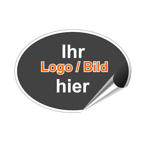 Aufkleber selbst gestalten - Personalisierte Aufkleber Etiketten ideal für Unternehmen Logos, Bilder, Foto Wunschtext - wasserfest, wetterfest spülmachinenfest Werbung Firma (Oval) von Skins4u
