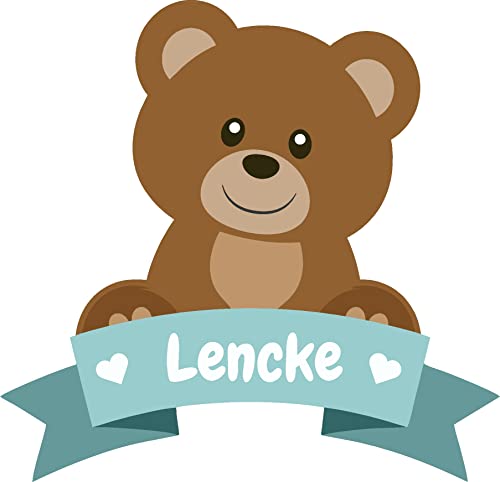 Skins4u Wandsticker Türaufkleber personalisiert Wunschnamen Kinderzimmer Tiere Afrika niedlich optional mit Sternen (Teddy mit Wunschnamen) von Skins4u