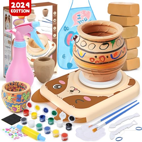 Skirfy Töpferscheibe für Kinder – Kunsthandwerkssets für Kinder im Alter von 9–12 Jahren, Tonmodellierwerkzeuge und Malset, Ostergeburtstagsgeschenk von Skirfy