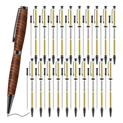 Sknrlko 20 Stk. 7mm Slim Pen Set mit Nachfüllungen -Drehkugelschreiber-Set für DIY Kupfer Lehrer Studenten C von Sknrlko