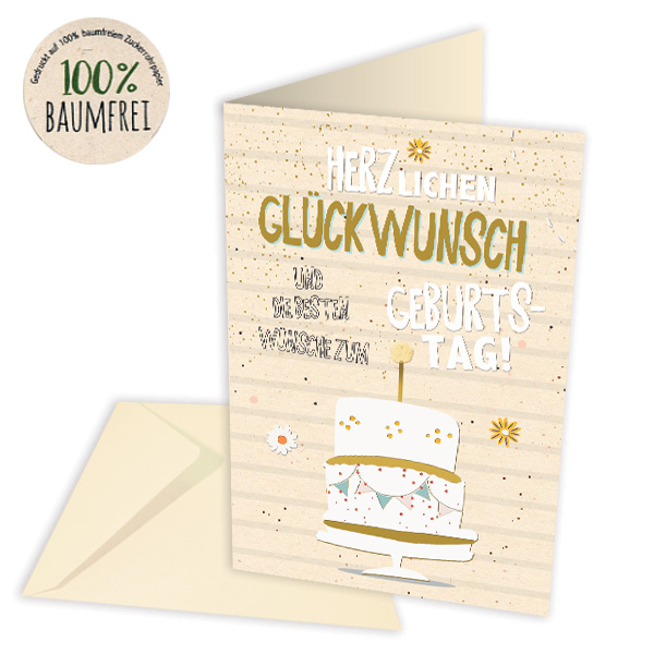 Geburtstagskarte "Die besten Wünsche" Torte von Skorpion GmbH