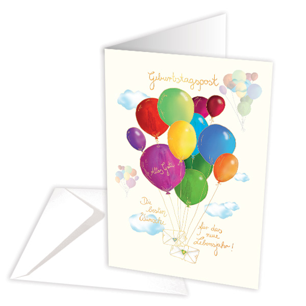 Geburtstagskarte "Geburtstagspost" Luftballons von Skorpion GmbH