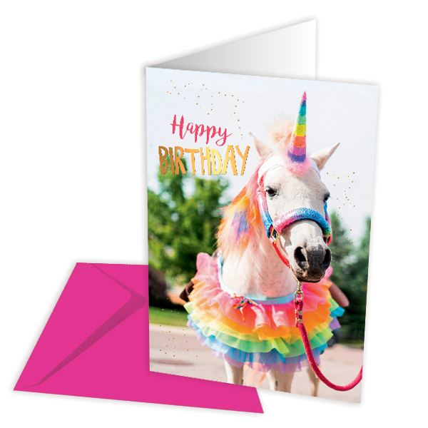 Geburtstagskarte Einhorn Pferd "Happy Birthday" von Skorpion GmbH