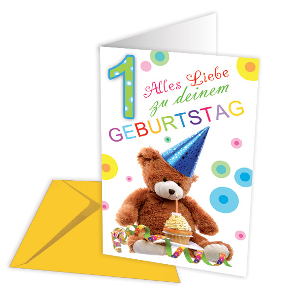 Geburtstagskarte zum 1. Geburtstag, Bär von Skorpion GmbH