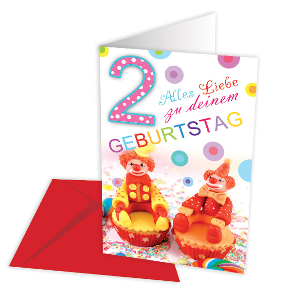 Geburtstagskarte zum 2. Geburtstag, Clown von Skorpion GmbH