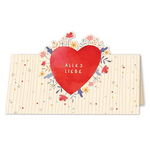 GreenLine Glückwunschkarte 1 Stück mit Umschlag | Grußkarte, Alles Liebe | hochwertige Klappkarte aus 100% baumfreien Zuckerrohrpapier, 3D Pop-up-Card mit Laser-Cut | 11,5x17cm von Skorpion