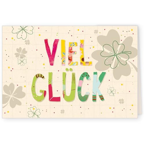 GreenLine Glückwunschkarte 1 Stück mit Umschlag | Grußkarte, viel Glück | hochwertige Klappkarte aus 100% baumfreien Zuckerrohrpapier, Plastikfreie Verpackung | 11,5 x 17 cm von Skorpion