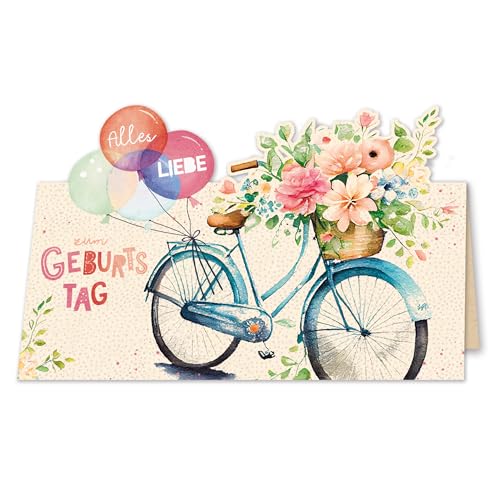 GreenLine Glückwunschkarte zum Geburtstag 1 Stück mit Umschlag | Geburtstagskarte Happy Birthday | Klappkarte aus 100% baumfreien Zuckerrohrpapier, 3D Pop-up-Card mit Laser-Cut | 11,5x17cm von Skorpion
