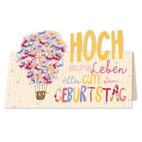 GreenLine Glückwunschkarte zum Geburtstag 1 Stück mit Umschlag | Geburtstagskarte Happy Birthday | Klappkarte aus 100% baumfreien Zuckerrohrpapier, 3D Pop-up-Card mit Laser-Cut | 11,5x17cm von Skorpion