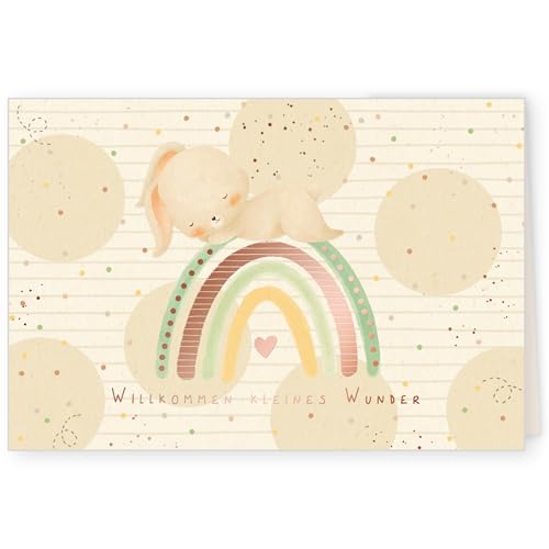 GreenLine Glückwunschkarte zur Geburt | 1 Stück mit Umschlag | Baby Glückwünsche | Klappkarte aus 100% baumfreien Zuckerrohrpapier | Plastikfreie Verpackung | 11,5 x 17 cm von Skorpion