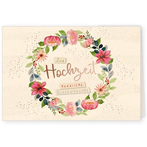 GreenLine Hochzeitskarte, 1 Stück mit Umschlag | Glückwunschkarte zur Hochzeit | hochwertige Klappkarte aus 100% baumfreien Zuckerrohrpapier, Plastikfreie Verpackung | 11,5 x 17 cm von Skorpion