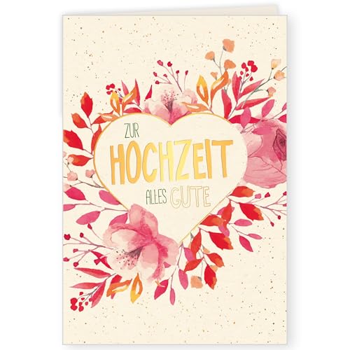 GreenLine Hochzeitskarte, 1 Stück mit Umschlag | Glückwunschkarte zur Hochzeit | hochwertige Klappkarte aus 100% baumfreien Zuckerrohrpapier, Plastikfreie Verpackung | 11,5 x 17 cm von Skorpion