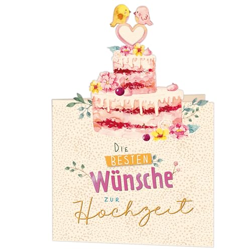 GreenLine Hochzeitskarte 1 Stück mit Umschlag | Glückwunschkarte zur Hochzeit | Klappkarte aus 100% baumfreien Zuckerrohrpapier, Pop-up-Card mit Laser-Cut | 11,5x17cm von Skorpion