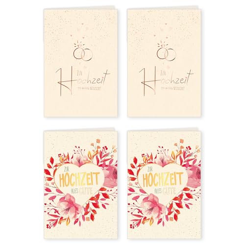 GreenLine Hochzeitskarten, 4 Stück mit Umschlag | Glückwunschkarten zur Hochzeit | hochwertige Klappkarte aus 100% baumfreien Zuckerrohrpapier, Plastikfreie Verpackung | 11,5 x 17 cm GreenLine Hochzeitskarten, 4 Stück mit Umschlag | Glückwunschkarten zur Hochzeit | hochwertige Klappkarte aus 100% baumfreien Zuckerrohrpapier, Plastikfreie Verpackung | 11,5 x 17 cm von Skorpion