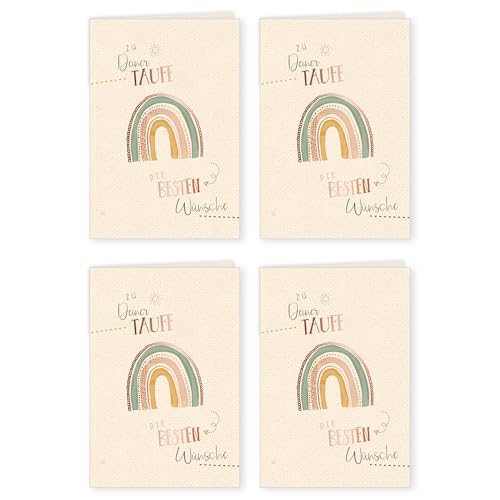GreenLine Taufkarte, 4 Stück mit Umschlag | Glückwunschkarten zur Taufe | hochwertige Klappkarte aus 100% baumfreien Zuckerrohrpapier, Plastikfreie Verpackung | 11,5 x 17 cm GreenLine Taufkarte, 4 Stück mit Umschlag | Glückwunschkarten zur Taufe | hochwertige Klappkarte aus 100% baumfreien Zuckerrohrpapier, Plastikfreie Verpackung | 11,5 x 17 cm von Skorpion