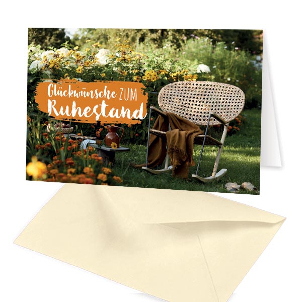 Grußkarte, "Glückwünsche zum Ruhestand" mit Umschlag, 1 Stk.