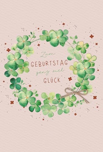 PremiumLine Geburtstagskarte | 1 Stück mit Umschlag | Glückwunschkarte mit Applikation | Zum Geburtstag ganz viel Glück | umweltfreundliche Klappkarte aus Naturkarton von Skorpion
