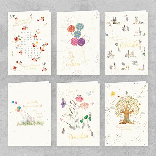 PremiumLine Geburtstagskarten, 12 Stück mit Umschlag | nachhaltiges Papier, Blanko | Naturkarton Klappkarte mit Briefumschlag | Glückwunschkarten zum Geburtstag | 11,5 x 17 cm von Skorpion