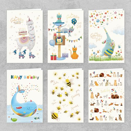 PremiumLine Geburtstagskarten, 12 Stück mit Umschlag | nachhaltiges Papier, Blanko | Naturkarton Klappkarte mit Briefumschlag | Glückwunschkarten zum Geburtstag | 11,5 x 17 cm von Skorpion