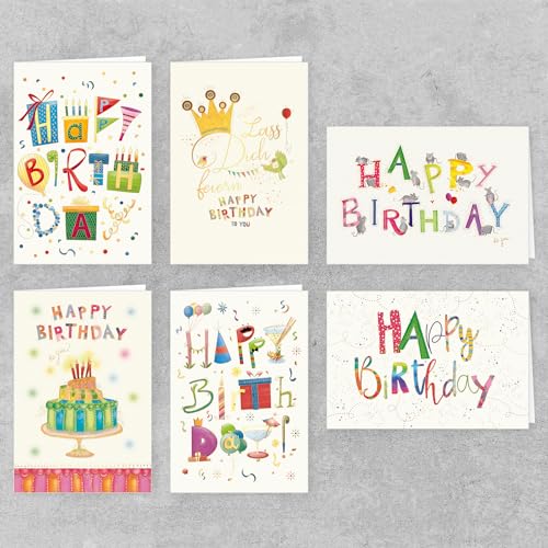 PremiumLine Geburtstagskarten Set mit Umschlag, 8 Stück | nachhaltiges FSC Papier, Blanko | Klappkarte, farblich passender Umschlag | Naturkarton Glückwunschkarten Happy Birthday, 11,5x17cm von Skorpion