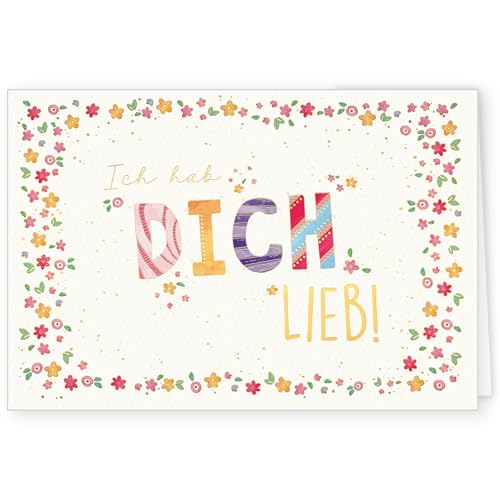 PremiumLine Glückwunschkarte 1 Stück mit Umschlag Grußkarte Glückwünsche, Ich hab Dich lieb! 11,5 x 17,5 cm umweltfreundliche Klappkarte aus Naturkarton von Skorpion