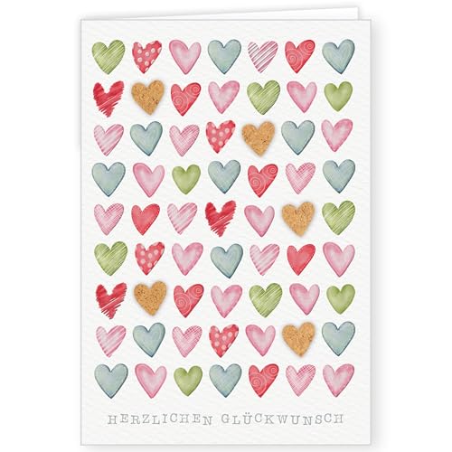 PremiumLine Glückwunschkarte | 1 Stück mit Umschlag | Grußkarte mit Applikation | Herzlichen Glückwunsch | umweltfreundliche Klappkarte aus Naturkarton PremiumLine Glückwunschkarte | 1 Stück mit Umschlag | Grußkarte mit Applikation | Herzlichen Glückwunsch | umweltfreundliche Klappkarte aus Naturkarton von Skorpion