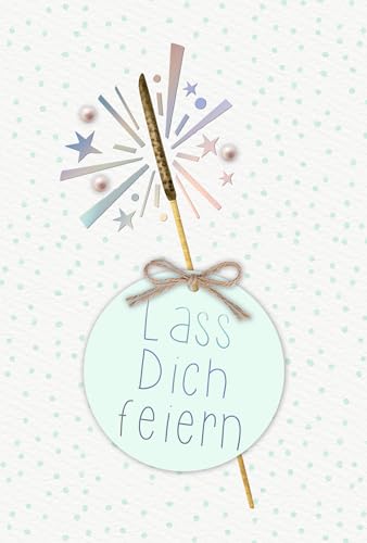 PremiumLine Glückwunschkarte | 1 Stück mit Umschlag | Klappkarte mit Schleife | "Lass Dich feiern" | umweltfreundliche Klappkarte aus Naturkarton von Skorpion