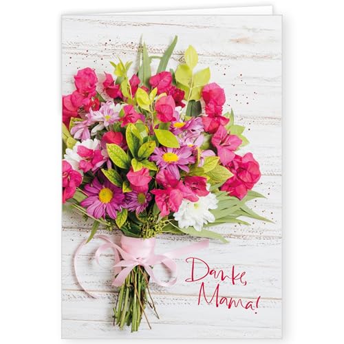 PremiumLine Glückwunschkarte zum Muttertag | 1 Stück mit Umschlag | Muttertagskarte mit Spruch Danke, Mama! | Klappkarte | Grußkarte 11,5 x 17 cm von Skorpion