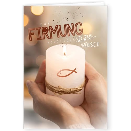 PremiumLine Glückwunschkarte zur Firmung 1 Stück mit Umschlag Firmungskarte 11,5 x 17 cm Klappkarte mit Spruch, innen Blanko | Grußkarte von Skorpion
