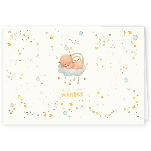 PremiumLine Glückwunschkarte zur Geburt 1 Stück inkl. Briefumschlag Baby Glückwünsche Junge Mädchen Grußkarte 11,5 x 17 cm umweltfreundliche Klappkarte aus Naturkarton von Skorpion