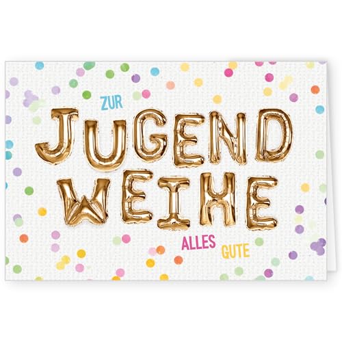 PremiumLine Glückwunschkarte zur Jugendweihe 1 Stück mit Umschlag Jugendweihekarte 11,5 x 17 cm Klappkarte mit Spruch, innen Blanko | Grußkarte von Skorpion