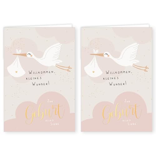 Skorpion PremiumLine Glückwunschkarten zur Geburt, 2 Stück mit Umschlag | Baby Glückwünsche für Jungen | umweltfreundliche Klappkarte aus Naturkarton | Grußkarte 11,5 x 17 cm Papeterie von Skorpion