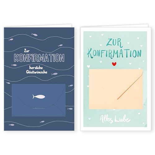 PremiumLine Glückwunschkarten zur Konfirmation 2 Stück mit Geldkuvert und Umschlag Konfirmationskarte 11,5 x 17 cm Geldkarte Klappkarte mit Spruch, innen Blanko | 2 Grußkarten PremiumLine Glückwunschkarten zur Konfirmation 2 Stück mit Geldkuvert und Umschlag Konfirmationskarte 11,5 x 17 cm Geldkarte Klappkarte mit Spruch, innen Blanko | 2 Grußkarten von Skorpion