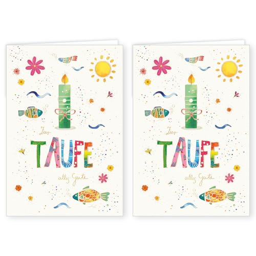 PremiumLine Glückwunschkarten zur Taufe 2 Stück inkl. Briefumschlag Taufkarte Glückwünsche Grußkarte 11,5 x 17 cm umweltfreundliche Klappkarte aus Naturkarton von Skorpion