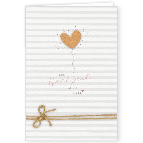 PremiumLine Hochzeitskarte | 1 Stück mit Umschlag | Glückwunschkarte zur Hochzeit | Zur Hochzeit alles Liebe | umweltfreundliche Klappkarte aus Naturkarton von Skorpion