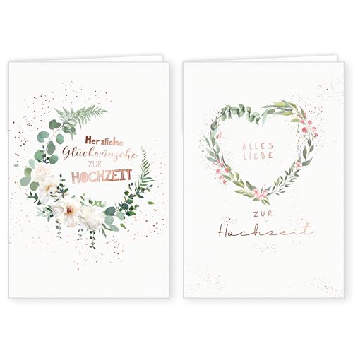 PremiumLine Hochzeitskarten, 2 Stück mit Umschlag | Glückwunschkarte zur Hochzeit | umweltfreundliche Klappkarte aus Naturkarton | edle Grußkarte 11,5 x 17 cm PremiumLine Hochzeitskarten, 2 Stück mit Umschlag | Glückwunschkarte zur Hochzeit | umweltfreundliche Klappkarte aus Naturkarton | edle Grußkarte 11,5 x 17 cm von Skorpion