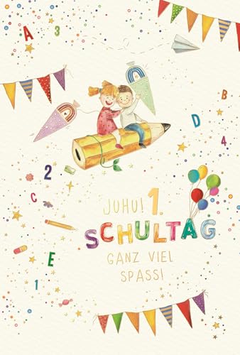 PremiumLine Karte zum Schulanfang | 1 Stück mit Umschlag | Glückwunschkarte zur Einschulung | Grußkarte für Jungen & Mädchen | edle Klappkarte 11,5 x 17 cm aus Naturkarton PremiumLine Karte zum Schulanfang | 1 Stück mit Umschlag | Glückwunschkarte zur Einschulung | Grußkarte für Jungen & Mädchen | edle Klappkarte 11,5 x 17 cm aus Naturkarton von Skorpion