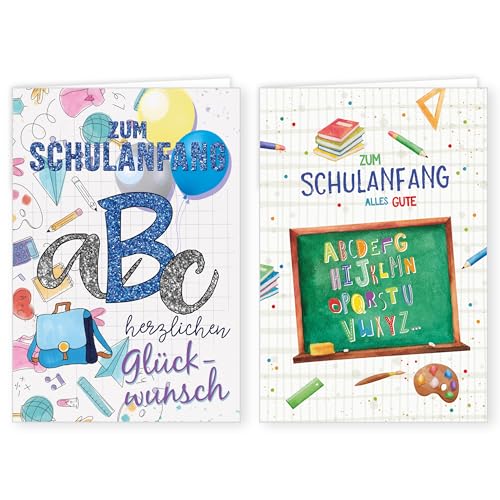 PremiumLine Karte zum Schulanfang, 2 Stück mit Umschlag | Glückwunschkarte zur Einschulung | Grußkarte für Jungen und Mädchen | Klappkarte 11,5 x 17 cm PremiumLine Karte zum Schulanfang, 2 Stück mit Umschlag | Glückwunschkarte zur Einschulung | Grußkarte für Jungen und Mädchen | Klappkarte 11,5 x 17 cm von Skorpion