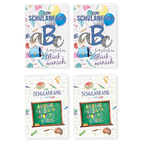 PremiumLine Karte zum Schulanfang, 4 Stück mit Umschlag | Glückwunschkarte zur Einschulung | Grußkarte für Jungen und Mädchen | Klappkarte 11,5 x 17 cm PremiumLine Karte zum Schulanfang, 4 Stück mit Umschlag | Glückwunschkarte zur Einschulung | Grußkarte für Jungen und Mädchen | Klappkarte 11,5 x 17 cm von Skorpion