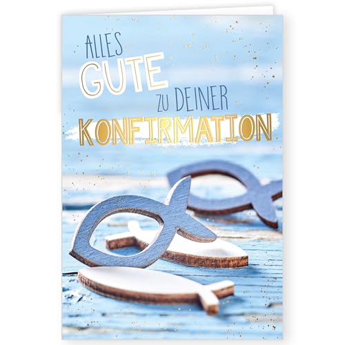 PremiumLine Konfirmationskarte 1 Stück mit Umschlag | Glückwunschkarte zur Konfirmation, Grußkarte mit Spruch, innen Blanko ohne Text | Klappkarte 11,5 x 17 cm von Skorpion