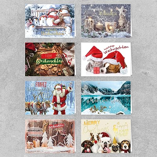 PremiumLine Weihnachtskarten Set 8 Stück mit Umschlag Fröhliche Weihnachten Fotokarte Grußkarte zur Weihnachtszeit Klappkarte von Skorpion